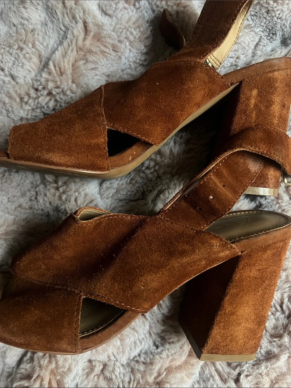 Aldo Brown Suede Crisscross Slingback Mules